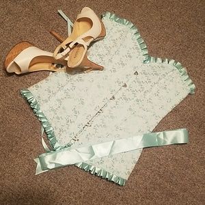 Beautiful mint green and white lace corset